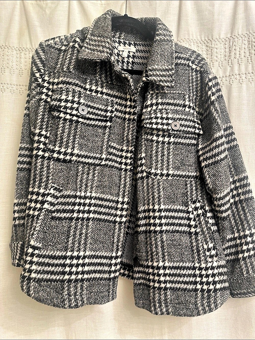 Maurices Plaid Jacket in Black & White Large NWT